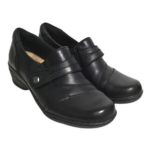 Earth Origins Gina Black Leather Slip-On Comfort Shoes Womens Size US 6